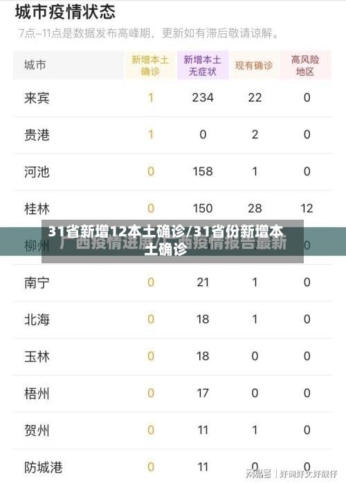 31省新增12本土确诊/31省份新增本土确诊