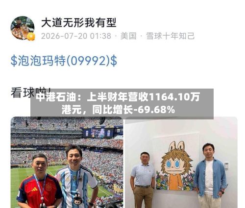 中港石油:上半财年营收1164.10万港元,同比增长-69.68%