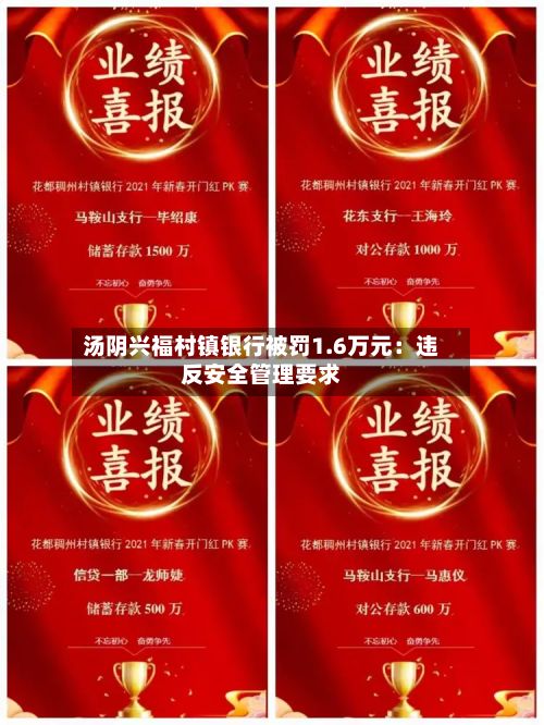 汤阴兴福村镇银行被罚1.6万元:违反安全管理要求